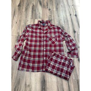 Andover Trail Mens XL Red Plaid 100% Cotton Flannel Pajama Set With Top & Bottom